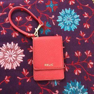 Red Leather Relic Card Holder Wristlet